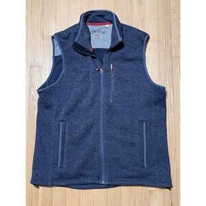 Orvis full zip Fleece Vest Sweater Mens Large Blue Zip Pockets